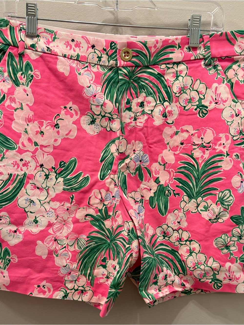 Lilly Pulitzer Pink Floral Palm-Print Bermuda Shorts